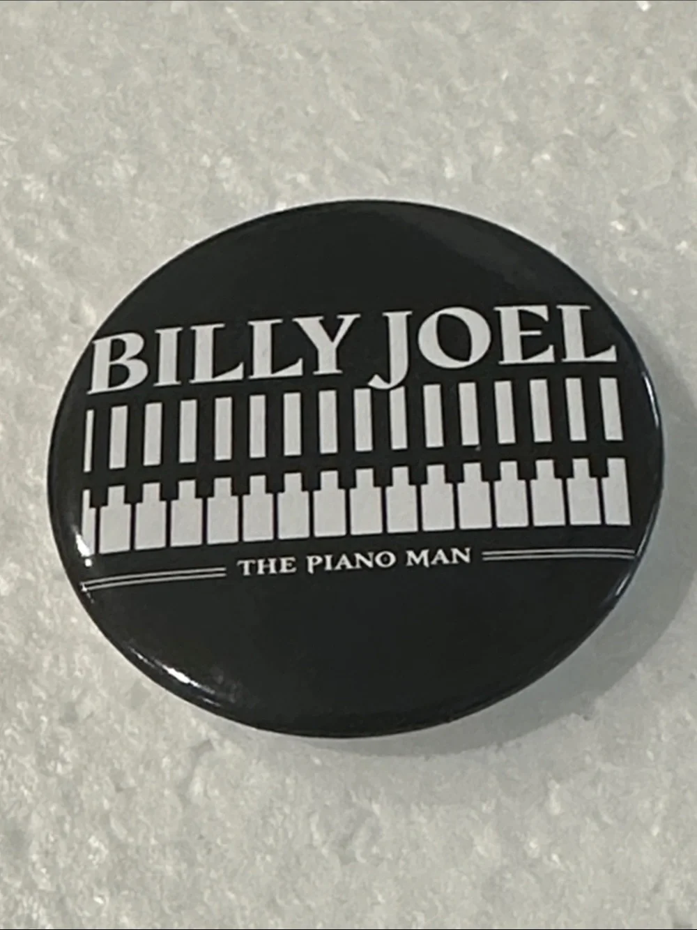 Black Billy Joel The Piano Man Button Pin - Men Accessories